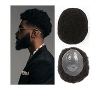 Toupet Cheveux Toupet Afro for hommes, peau fine, Base en PU, perruques de cheveux humains, 8x10 pouces, prothèse capillaire masculine, 6mm, cheveux crépus bouclés, remplacement du système Perruque po