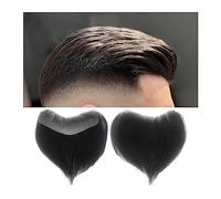 Toupet Cheveux Toupet for hommes 6" Postiche frontale Densité 100% Perruque de cheveux humains Forme avant en V 0,05-0,14 mm Peau fine Base en PU # 1B Noir cassé Toupet for hommes Perruque pour Homme(