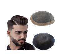 Toupet Cheveux Unités de cheveux noirs naturels toupet for hommes Fine Mono hommes toupet système de remplacement de cheveux humains prothèse capillaire Perruque pour Homme(7x10)