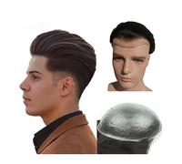 Toupet Cheveux Unités de prothèse de cheveux humains for hommes, postiches à peau fine de 0,04 mm, base en PU de 8x10 pouces, système de remplacement de cheveux for toupet for hommes, densité 110% #2,
