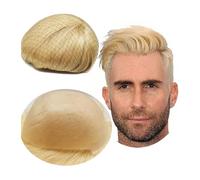 Toupet Cheveux Yanahair - toupet de prothèse en Poly peau PU 0.04 for hommes, système de remplacement de cheveux lisses, 100% vrais postiches humains européens Perruque pour Homme(Blonde)