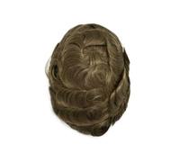 Toupet de cheveux humains for hommes, ligne Invisible, dentelle supérieure, périmètre peau PU masculin Postiche pour homme(7#)