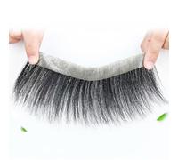 Toupet de ligne de cheveux pour hommes, ligne de cheveux naturelle, cheveux humains en forme de V, Base de peau fine en PU pour hommes(Black,1.5 * 16CM)