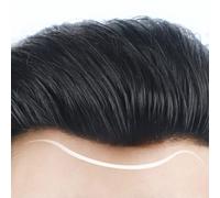Toupet de ligne de cheveux sur le front pour hommes, cheveux noirs naturels en forme de V, systèmes de remplacement de cheveux humains en PU pour la peau(Black,2.2 * 15CM)
