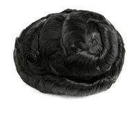 Toupet for homme, prothèse capillaire indienne, injection, système capillaire complet, sans nœuds Hairline Fine(Black,7x8)