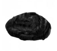 Toupet for homme, système de remplacement capillaire en cheveux humains, mono et PU, densité moyenne, 15 cm (6 pouces), cheveux masculins durables (ondulation de 30 mm) Hairline Fine(5"x7")