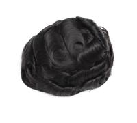 Toupet for hommes en dentelle française PU, perruques ondulées | Cheveux humains，Avec 3 clips, respirant et léger, vague de 30 mm(1B# off black,6"X8")