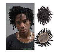 Toupet Homme Hommes Toupet Afro Bouclés Breadlocks Fine Base Mono et NPU Cheveux for Hommes Prothèse Capillaire Noir Naturel 3-7" Systèmes De Remplacement De Cheveux Humains Bouclés Mâles Système Remp