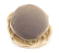 Toupet Homme Postiche for homme, dentelle française avec revêtement en polyéthylène autour de la prothèse capillaire masculine, double nœud, base en dentelle respirante, système de cheveux humains Sys