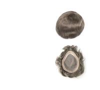 Toupet Homme Postiche for homme en cheveux humains bruns #6, mono fin, PU, 20 x 25 cm Système Remplacement Cheveux