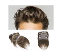 Toupet Homme Postiche frontal for homme #7, cheveux humains bruns, boucle en V, 0,06 mm d'épaisseur, peau PU Système Remplacement Cheveux(16x1.8cm)