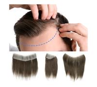 Toupet Homme Postiches for hommes en cheveux humains, postiches for hommes, peau fine, base en PU, ligne de cheveux invisible, unités de cheveux 2,5 x 16 cm, prothèse capillaire for hommes Système Rem