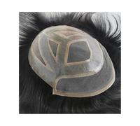 Toupet Homme Prothèse capillaire masculine en dentelle française for homme, postiche en cheveux humains indiens, ligne de cheveux naturelle, système de cheveux fins mono for hommes #1B, noir naturel S