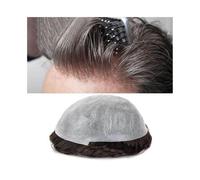 Toupet Homme Prothèse capillaire masculine en PU ultra-mince 0,02 mm-0,04 mm Postiche toupet noué à la main en boucle en V for hommes Unités de système de cheveux en cheveux humains indiens Système Re