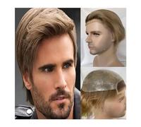 Toupet Homme Remplacement for hommes système de cheveux humains ombré blond toupet de cheveux humains for hommes dentelle suisse peau mince PU 8X10 cheveux raides hommes perruques Système Remplacement