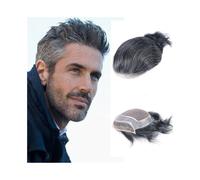 Toupet Homme Système de remplacement capillaire for homme, postiche mono-base avec dentelle frontale en PU Système Remplacement Cheveux(1B20#)