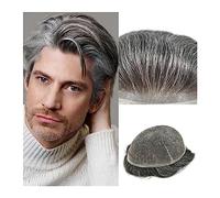 Toupet Homme Toupet for hommes Système de cheveux humains Postiches Full Swiss Lace Toupet for hommes 8 x 10" Prothèse de cheveux masculins respirants 1B Mixte 65% Perruques de cheveux blancs gris Sys