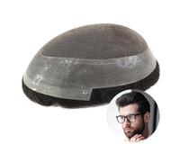 Toupet hommes Postiche en cheveux humains for hommes, base australienne, dentelle supérieure, périmètre Polyskin, prothèse capillaire for hommes Perruques Toupee Cheveux(6x8)