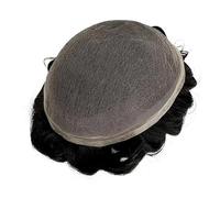 Toupet hommes Postiche en dentelle for homme, système de remplacement capillaire indien de 15 cm Perruques Toupee Cheveux(1#,8x10)