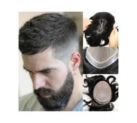 Toupet hommes Postiche for homme, cheveux indiens naturels, base en soie avec peau en PU, aspect naturel Perruques Toupee Cheveux(7x9)