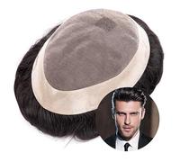Toupet hommes Postiche for homme en dentelle mono avec PU autour de l'unité de cheveux masculins cheveux humains prothèse capillaire masculine Perruques Toupee Cheveux(6x8)