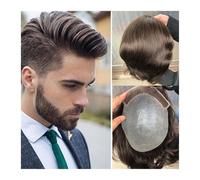 Toupet pour homme - Système pour cheveux humains - Ligne naturelle - Dentelle française avec perruques en polyuréthane - Peau fine - Postiches - Système de remplacement pour homme (#4 couleur)