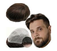 Toupet pour hommes 0,04 Peau PU Poly Prothèse pour Hommes, Système de remplacement des cheveux lisses Yanahair, perruque de cheveux humains 100 % européens pour hommes (marron foncé)