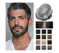 Toupet pour hommes 0.08mm cheveux humains toupet hommes perruque délié noeud mâle prothèse de cheveux toupet système de remplacement de cheveux for hommes Perruques(Medium Blonde,7x10)