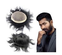 Toupet pour hommes 100% hommes humains toupet système de remplacement de cheveux cheveux humains toupeeMale cheveux prothèse hommes perruque pièces Perruques(Jet black,7x9)