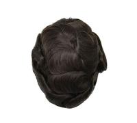 Toupet pour hommes 25 mm Australie Cheveux bouclés Prothèse de cheveux masculins Toupet Cheveux humains naturels Systèmes d'exhuast Perruque pour hommes (marron moyen, 7 x 10)