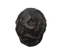 Toupet pour hommes 25 mm Australie Postiche bouclée pour homme Toupet Cheveux humains naturels Systèmes d'exhuast Perruque pour hommes (noir, 7 x 10)