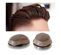 Toupet pour hommes Cheveux humains toupet hommes perruque Durable Fine Mono dentelle mâle cheveux prothèse perruque toupet hommes système de remplacement de cheveux for hommes Perruques(Brown,7x10)