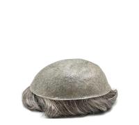 Toupet pour hommes Hommes capillaire prothèse toupet postiche Ultra mince PU 0.2-0.3mm perruque de cheveux humains indien Remy système de cheveux Perruques(Light brown)