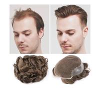 Toupet pour hommes Hommes toupet Style système de remplacement de cheveux suisse dentelle avant avec perruque masculine naturel Remy cheveux humains prothèse hommes Perruques(Platinum Blonde,7x9)