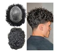 Toupet pour hommes Men Toupee Human Hair Curly Thin Skin PU Men's Capillary Prosthesis With Knots Indian Remy Hair System Unit Wigs Perruques(25mm Curly,6x8)