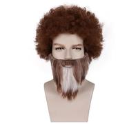 Toupet pour hommes Perruque bou moelleuse Vintage, cheveux de barbe épissés à deux tons, facile porter, Performance sur scène, casque complet