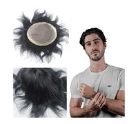 Toupet pour hommes Perruque de cheveux humains Mono, prothèse capillaire 100% humaine, système de remplacement de cheveux Perruques(Off black,8x10)