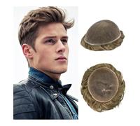 Toupet pour hommes Pleine dentelle hommes toupet perruque de cheveux humains indien Remy cheveux humains respirant doux capillaire prothèse délié système homme perruques Perruques(6x8)