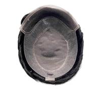 Toupet pour hommes Postiche for homme, cheveux indiens Remy, prothèse capillaire suisse, dentelle frontale, mono fine, avec PU autour des cheveux humains Toupet pour hommes(7x9)