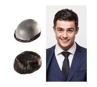 Toupet pour hommes Postiche naturelle système de remplacement masculin unité hommes perruque toupet de cheveux humains 0.02-0.04mm peau Super mince homme prothèse capillaire Postiches d'apparence natu