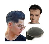 Toupet pour hommes postiches Toupet pour hommes Prothèse de cheveux humains pour hommes Dentelle suisse Système de remplacement de cheveux Unités de base 10 x 8 Perruque pour hommes (4 27 613)