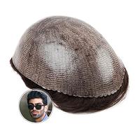 Toupet pour hommes Prothèse capillaire capillaire for hommes, toupet en peau PU fine de 0.12 à 0.14mm, Double nœuds lisses/vague de 30mm, unités de système de cheveux humains Postiches d'apparence nat