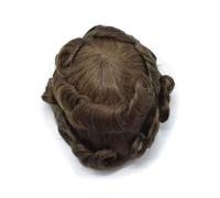 Toupet pour hommes Toupet de cheveux humains, prothèse capillaire masculine, Base peau fine, 4# marron Toupet pour hommes(8x10)