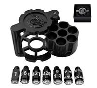 Toupie de dés en métal Style Cyberpunk pour Set DND, avec boîtier Rotatif en Forme de Barillet de Revolver, dés polyédriques 7-en-1 D&D et Coffret Cadeau (Noir)