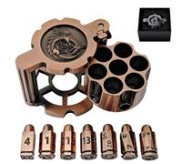 Toupie de dés en métal Style Cyberpunk pour Set DND, avec boîtier Rotatif en Forme de Barillet de Revolver, dés polyédriques 7-en-1 D&D et Coffret Cadeau (Cuivre)