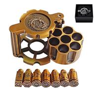 Toupie de dés en métal Style Cyberpunk pour Set DND, avec boîtier Rotatif en Forme de Barillet de Revolver, dés polyédriques 7-en-1 D&D et Coffret Cadeau (Noir doré)
