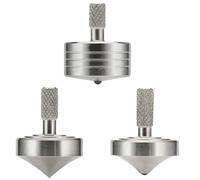Toupie en Acier Inoxydable, boîte d'emballage en Aluminium, Mini Jouet gyro de Bureau pour Adultes Hommes Femmes, Le Temps de Rotation dépasse 5 Minutes (3PCS Argenté Style1+ Style3 + Style4)