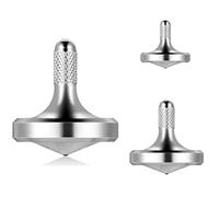 Toupie en métal en Acier Inoxydable, Jouet de décompression EDC Bien conçu, Parfaitement équilibré et Roulant en Douceur, Aide à réduire Le Stress, l'anxiété (3PCS L+M+S/Argenté)