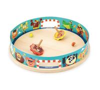 Toupies Arena Applepop - Jeu d'Adresse - 1 Arène + 2 Toupies avec Lanceurs + 2 Billes en Verre - en Bois FSC - Dès 4 ans