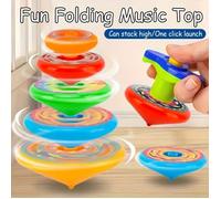 Toupies Tournoyantes Empilables 5 Pièces avec Lanceur, Jeu de Compétition Coloré pour Enfants, Cadeau Fête Anniversaire